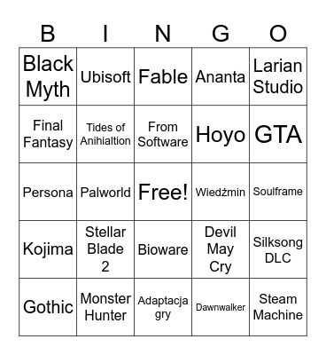 Summer Game Fest Bingo Card