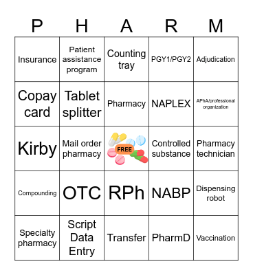 Pharmacy Bingo/Scavenger Hunt Bingo Card