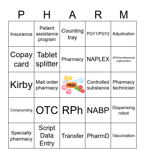 Pharmacy Bingo/Scavenger Hunt Bingo Card