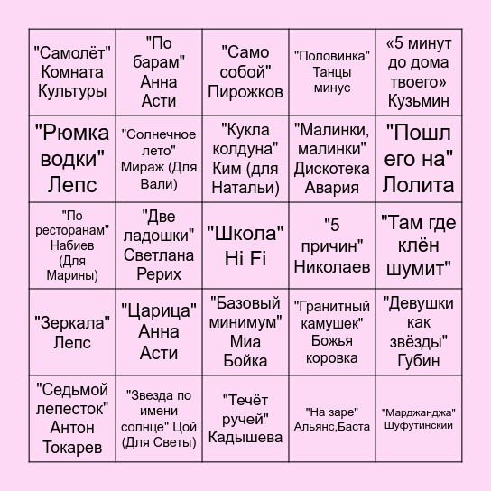 ОЛЕСЯ, ЭТО БИНГО 🤍 Bingo Card