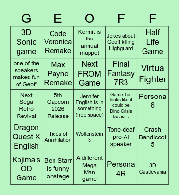 Summer Game Fest Bingo Card