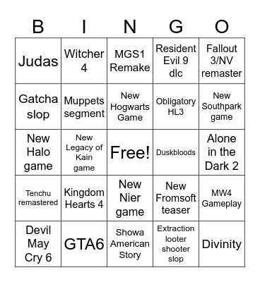 Summer Games Fest Bingo Card