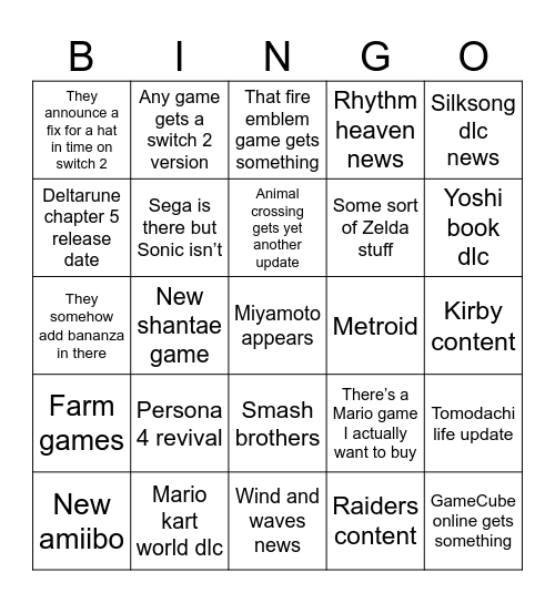 Untitled Bingo Card