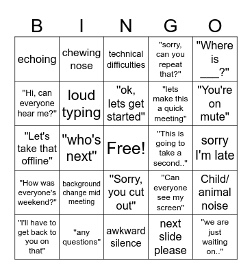 Conference Call BINGO Card