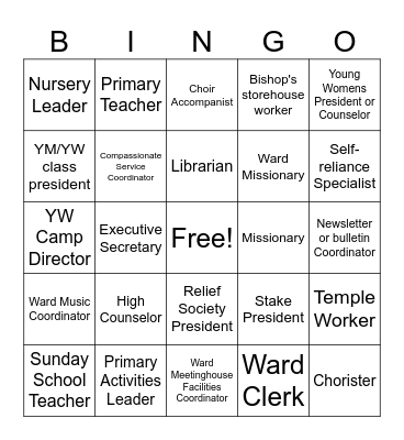 Callings Bingo Card