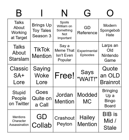 Peyton Bingo Card