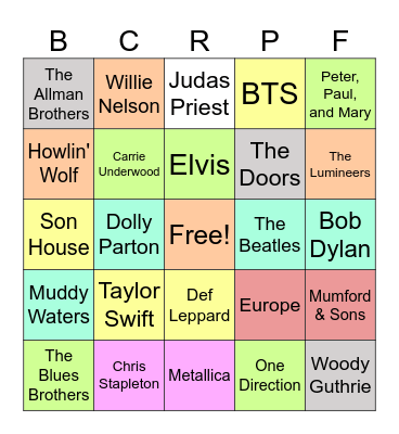 Music Bingo Card