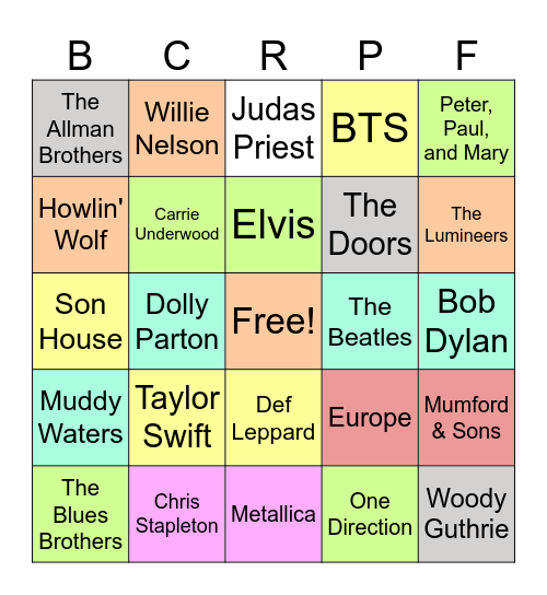 Music Bingo Card