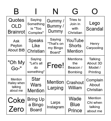 William Bingo Card