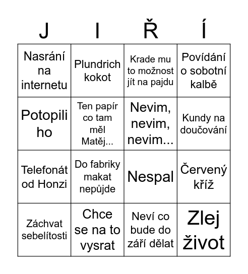 BINGO TÝDNE Bingo Card