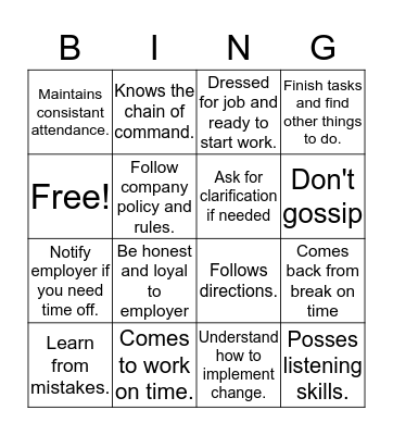 Keep Your Job Bingo Card