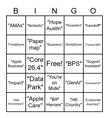 Town Hall Q3 Bingo Card