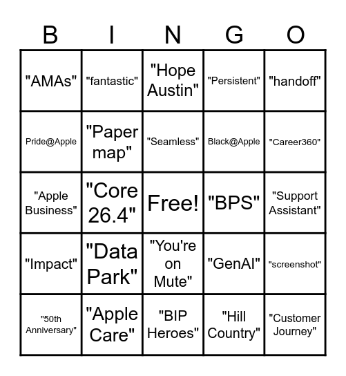 Town Hall Q3 Bingo Card