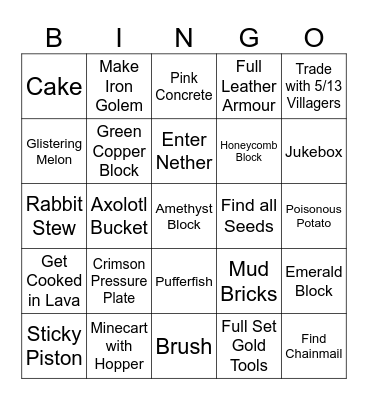 MINECRAFT BINGO 4.0 Bingo Card