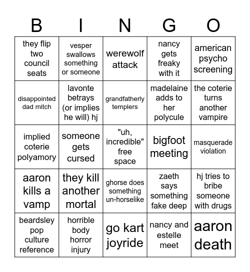 ccod episode 9 (??) Bingo Card