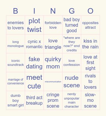 🎞️💌Movie Bingo💌🎞️ Bingo Card