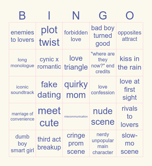 🎞️💌Movie Bingo💌🎞️ Bingo Card