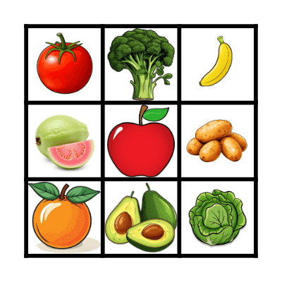 frutas y verduras Bingo Card