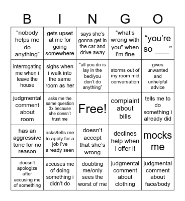 nana statements Bingo Card