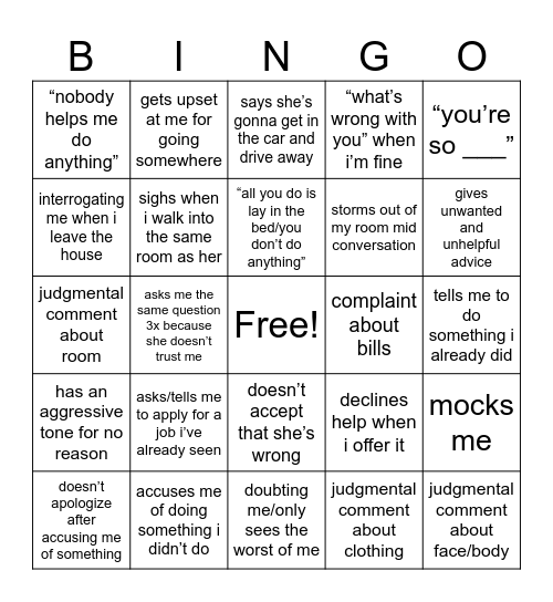nana statements Bingo Card