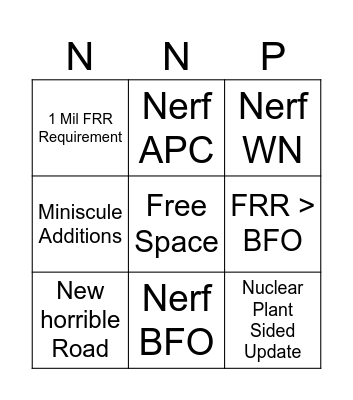 TIP OF THE SPEAR PREDICTIONS# Bingo Card