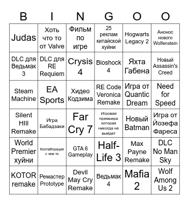 SUMMER GAME FEST 2026 Bingo Card