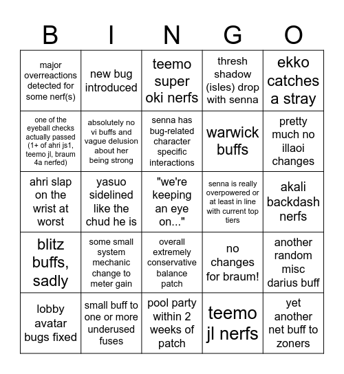 2xko june patch bingo Card