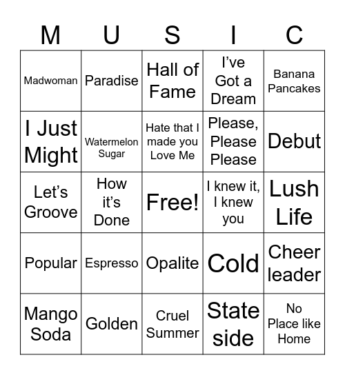 Bingo! Bingo Card
