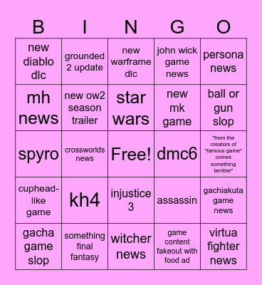 Summer Games Fest Bingo Card