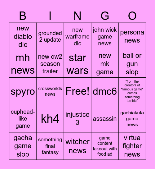 Summer Games Fest Bingo Card