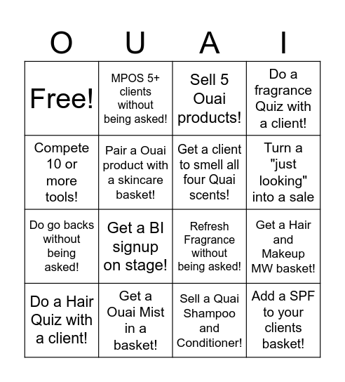 Ouai-cation Bingo Card
