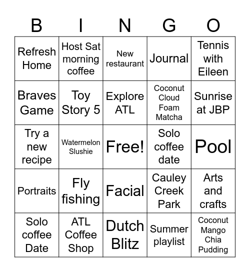 JUNE Bingo Card