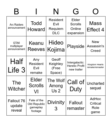 Summer Games Fest Bingo!!! Bingo Card