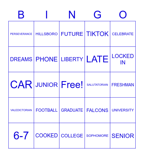 LHS GRADUATION BINGO Card