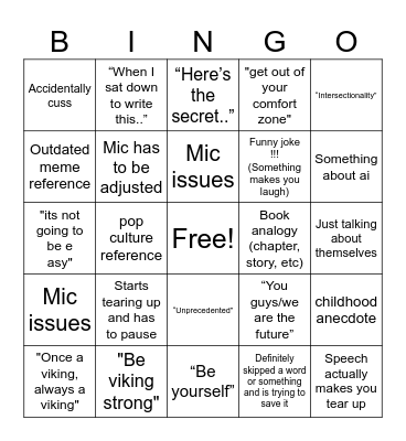 VHS Speeches Bingo Card