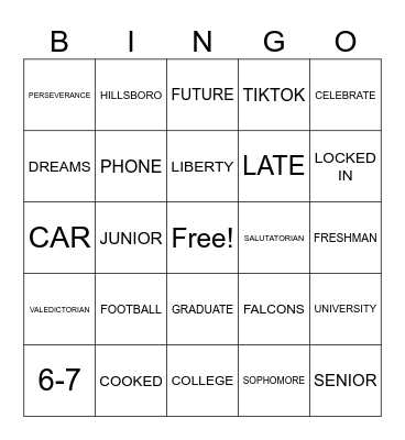 LHS GRADUATION BINGO Card