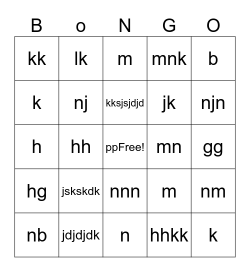 bongo Bingo Card