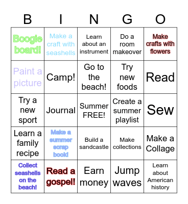 SUMMER BINGO Card