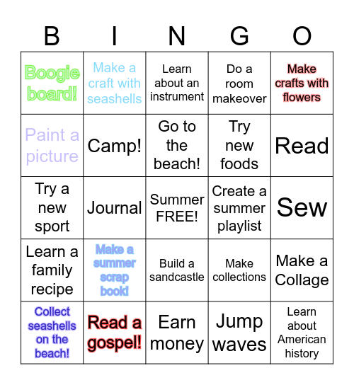 SUMMER BINGO Card