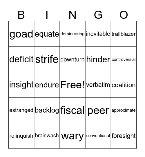 REA 0007C: Chapters 4 & 5 Vocabulary Bingo Card