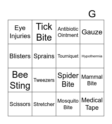 First Aid Bingo Card