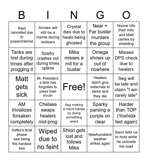 Kefka Bingo Card
