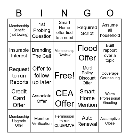 Total Protection Bingo Card