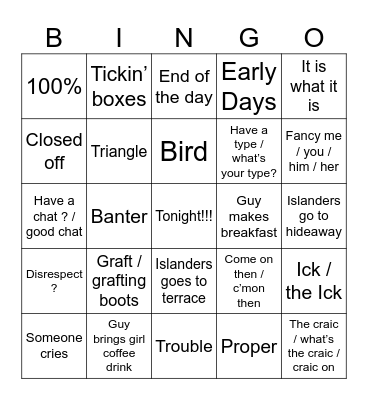 Love Island UK Bingo 2026 Bingo Card