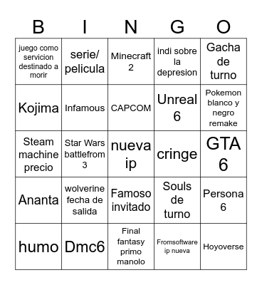 FALSO E3 Bingo Card
