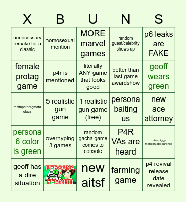 SGF/XBOX BINGO Card