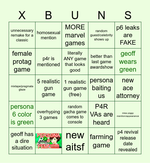 SGF/XBOX BINGO Card