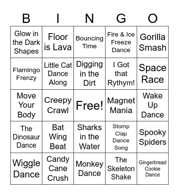 Danny Go Music Bingo Card