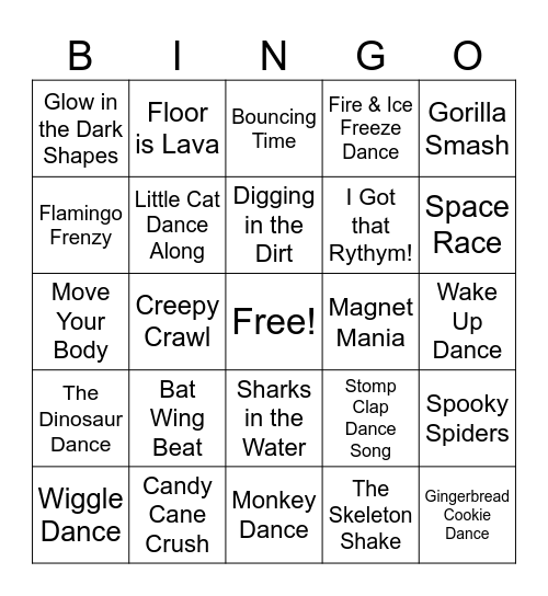 Danny Go Music Bingo Card