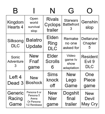 Summer Games Fest 2026 Bingo Card